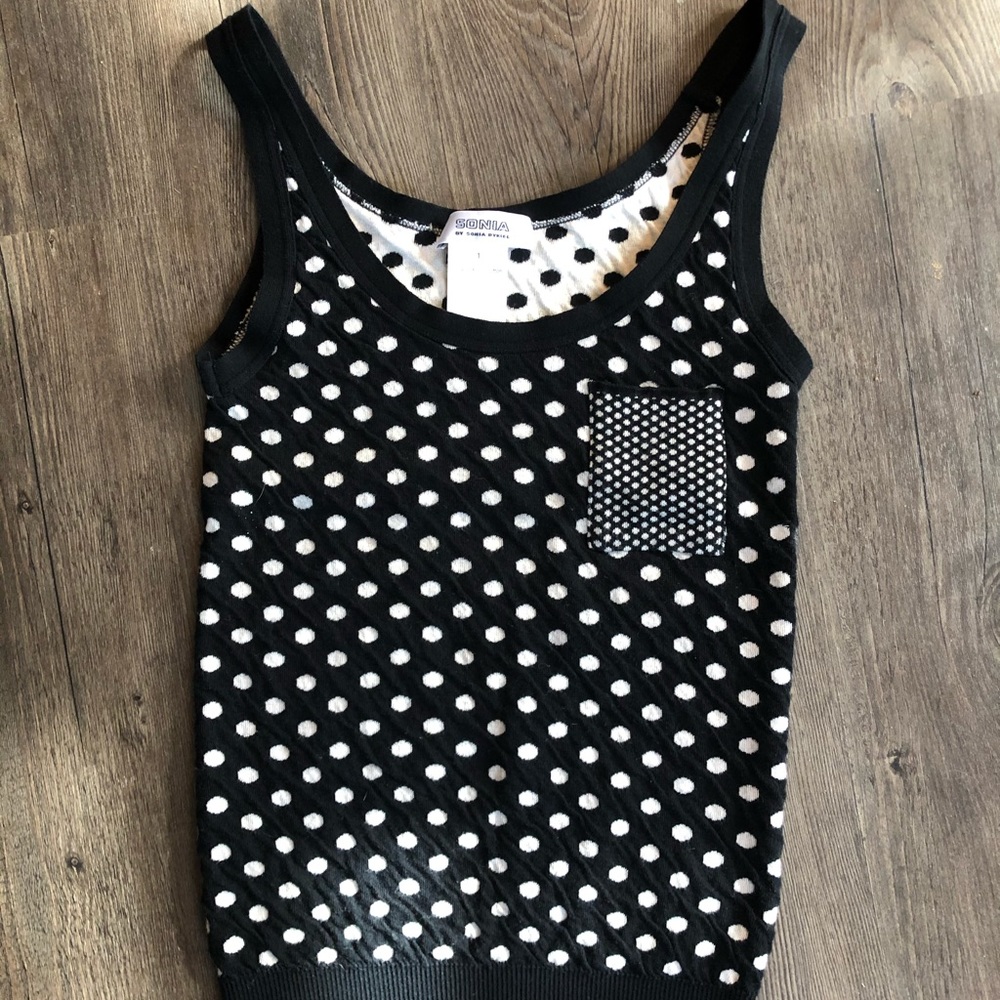 Sonia Rykiel Knit Polka Dot Tank Top Sleeveless